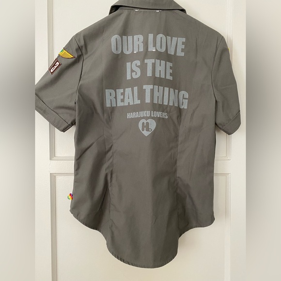 Harajuku Lovers not L.A.M.B Gwen Stefani scout military camp shirt rare NWOT XL - Picture 2 of 15